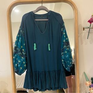 Teal Beaded Free People mini dress
